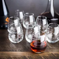 KSP Soiree Etched Stemless Wine Glass - Set of 8 (Clear)