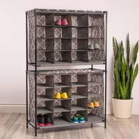 KSP Softstor 'Lattice' Fabric Shoe Cabinet 16-Shoe (Brown)