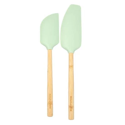 KitchenAid Cooks Silicone Bamboo Spatula - Set of 2 (Pistachio)