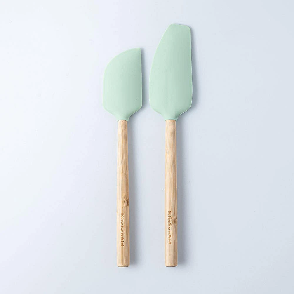 KitchenAid Cooks Silicone Bamboo Spatula - Set of 2 (Pistachio)