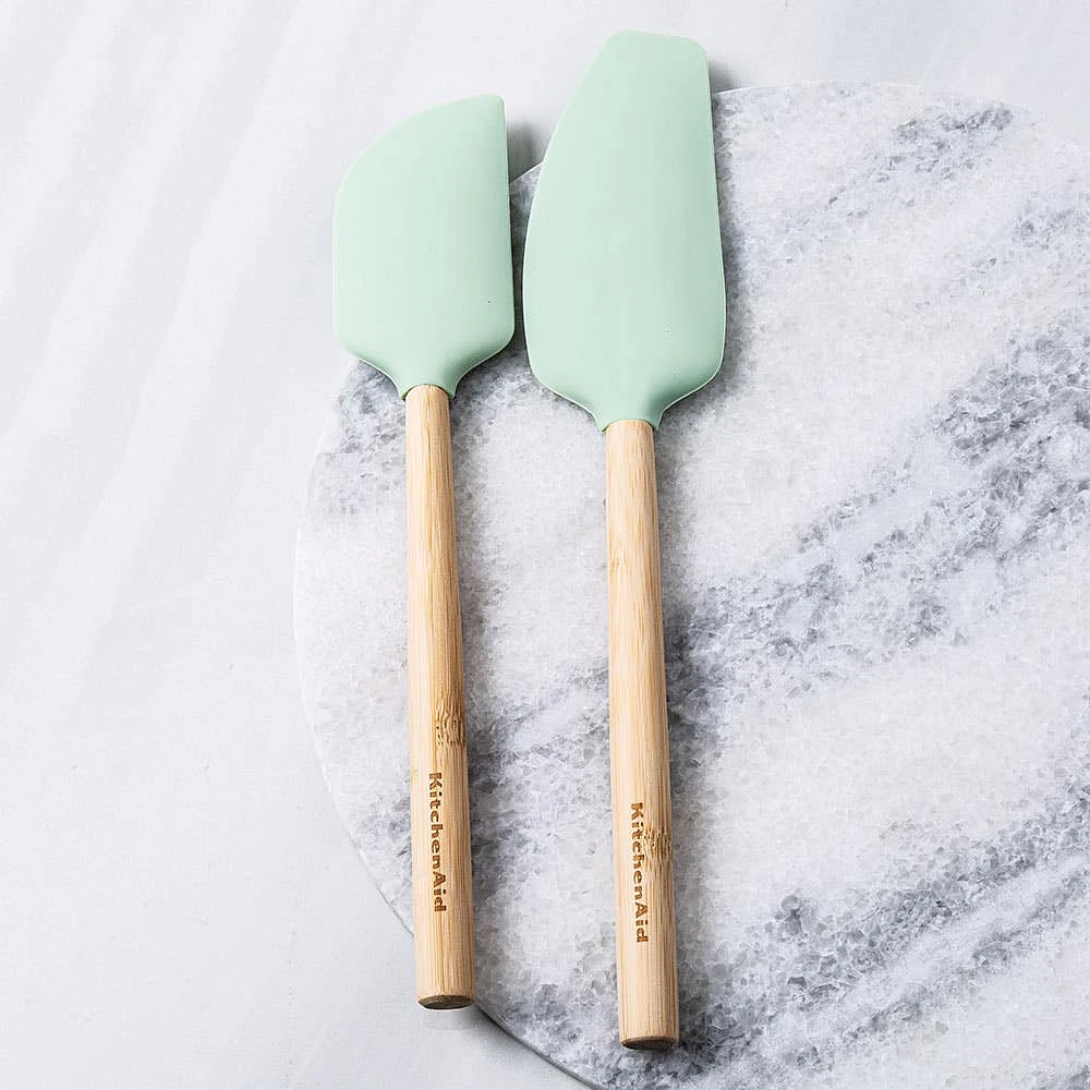 KitchenAid Cooks Silicone Bamboo Spatula - Set of 2 (Pistachio)