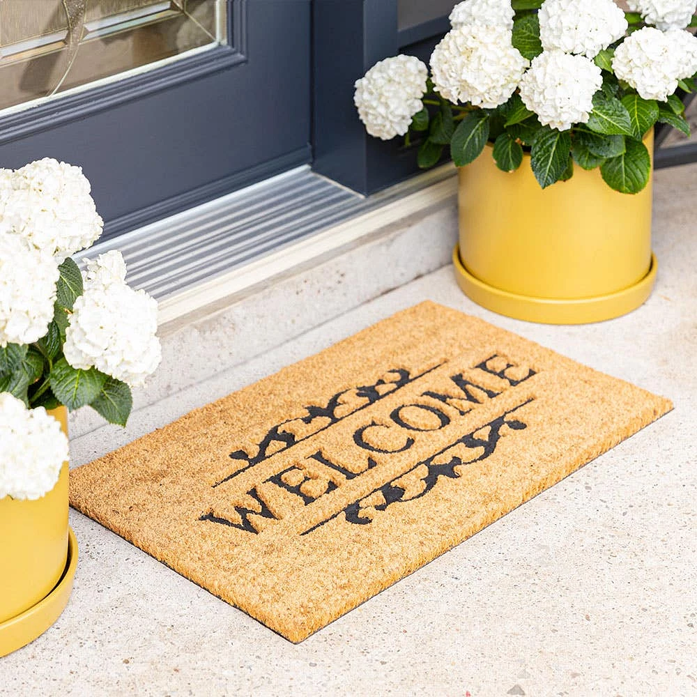 KSP Casual 'Welcome Scroll' Coir Doormat (Natural/Black)