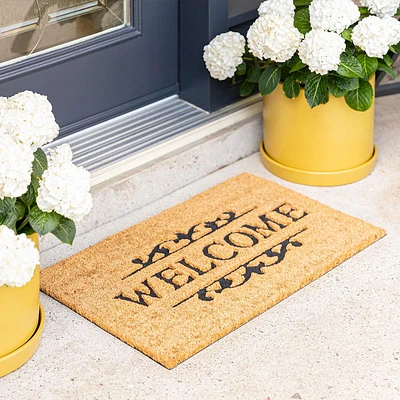 KSP Casual 'Welcome Scroll' Coir Doormat (Natural/Black)