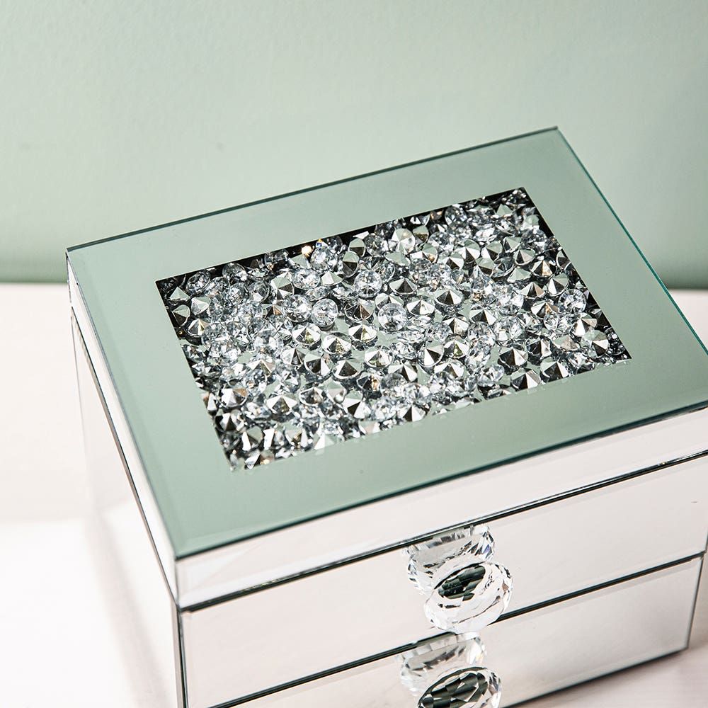 KSP Mirror '2-Drawer' Jewellery Box (Silver) 20 x 15 x 14.5 cm