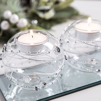 KSP Christmas Twinkle Tealight Holder with Mirror Base - Set of 3