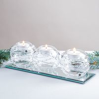 KSP Christmas Twinkle Tealight Holder with Mirror Base - Set of 3