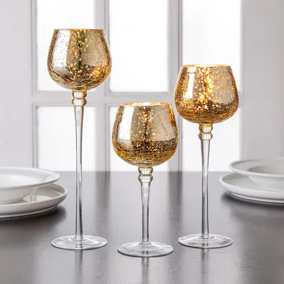KSP Illume Crackle Glass Stem Candleholder