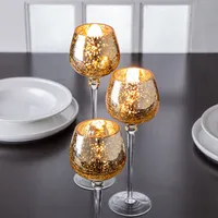 KSP Illume Crackle Glass Stem Candleholder