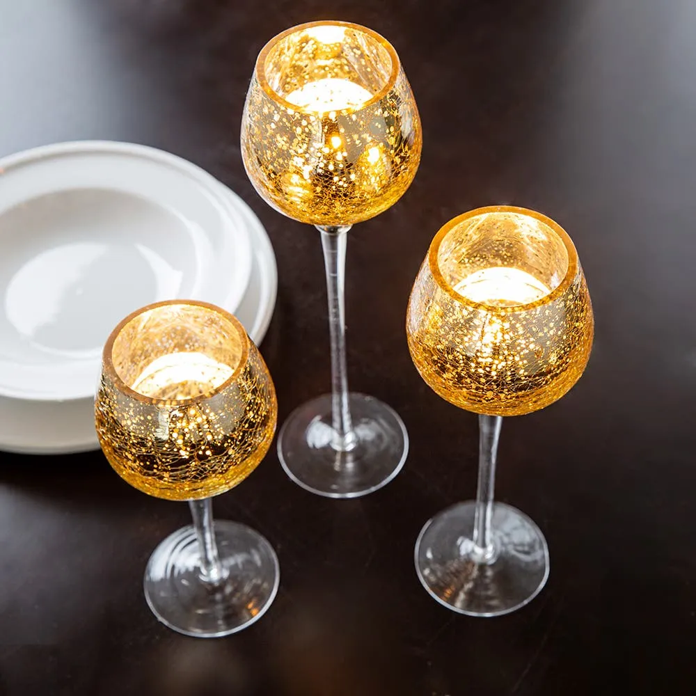 KSP Illume Crackle Glass Stem Candleholder