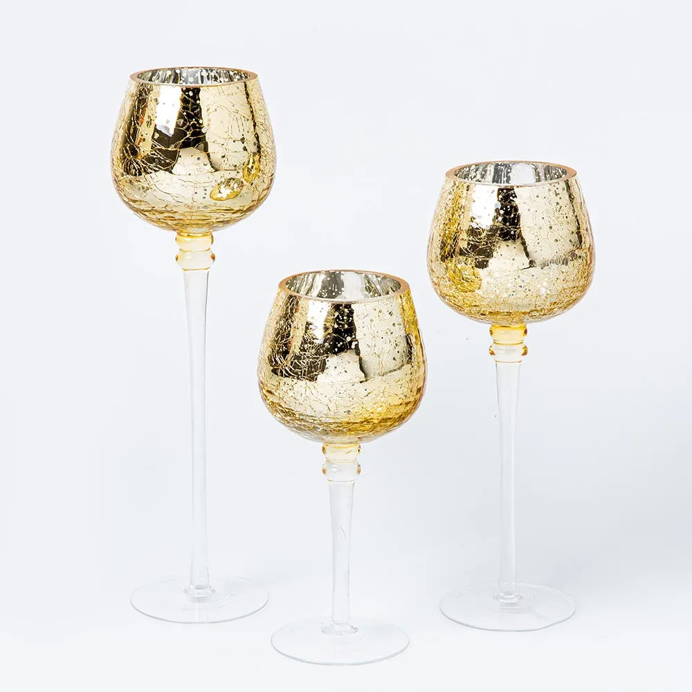 KSP Illume Crackle Glass Stem Candleholder