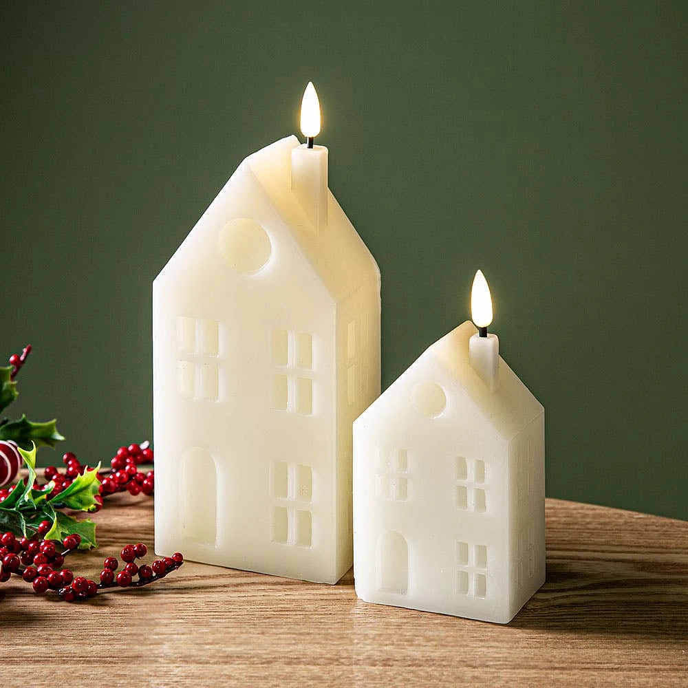 KSP Christmas Delight 'House' LED Wax Candle 11cm (White)