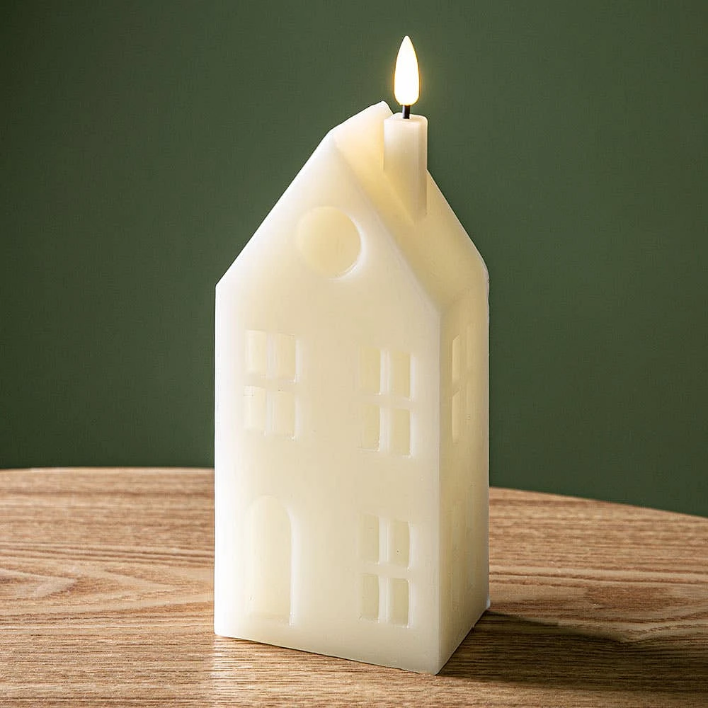 KSP Christmas Delight 'House' LED Wax Candle 18cm (White)