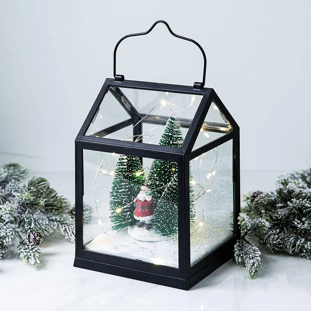 KSP Christmas Glow 'Santa with Tree' LED Lantern (Black)