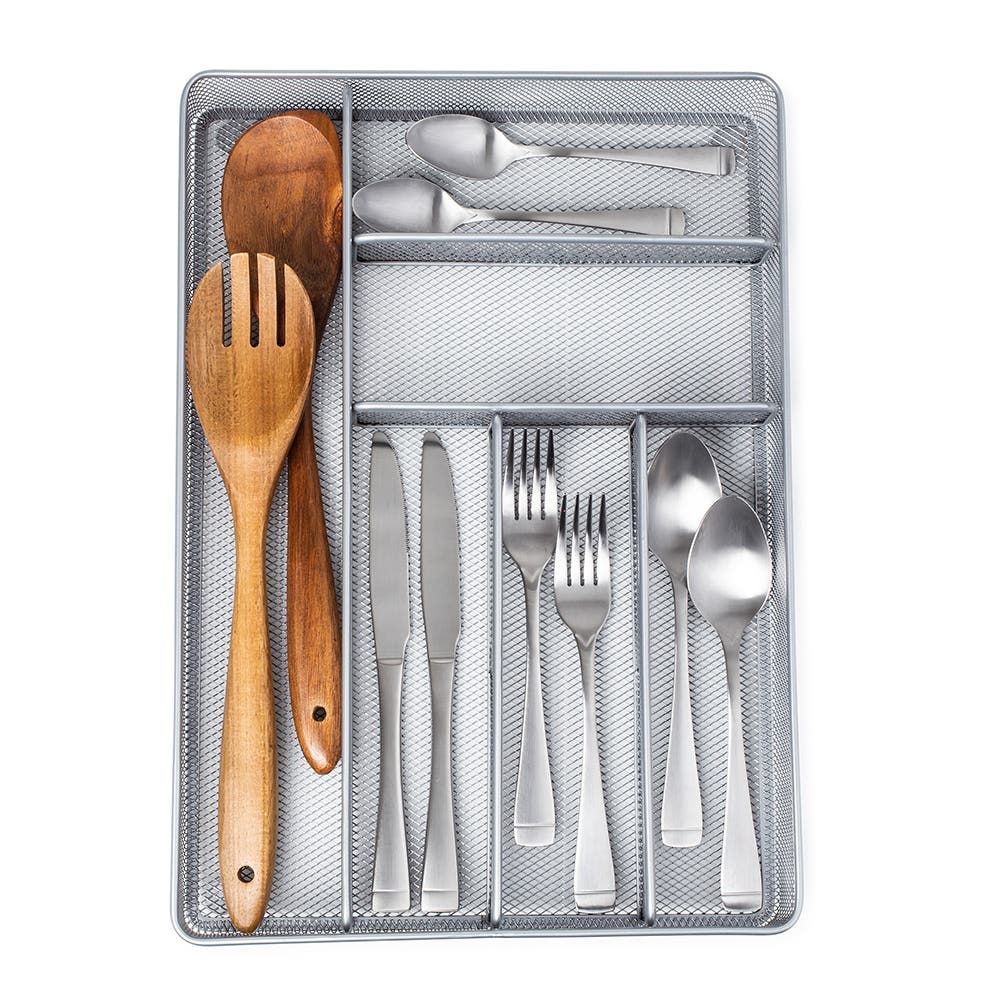 KSP Mesh Cutlery Tray - Large (Silver) 40.5 x 28 x 5 cm