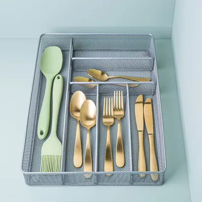 KSP Mesh Cutlery Tray - Large (Silver) 40.5 x 28 x 5 cm