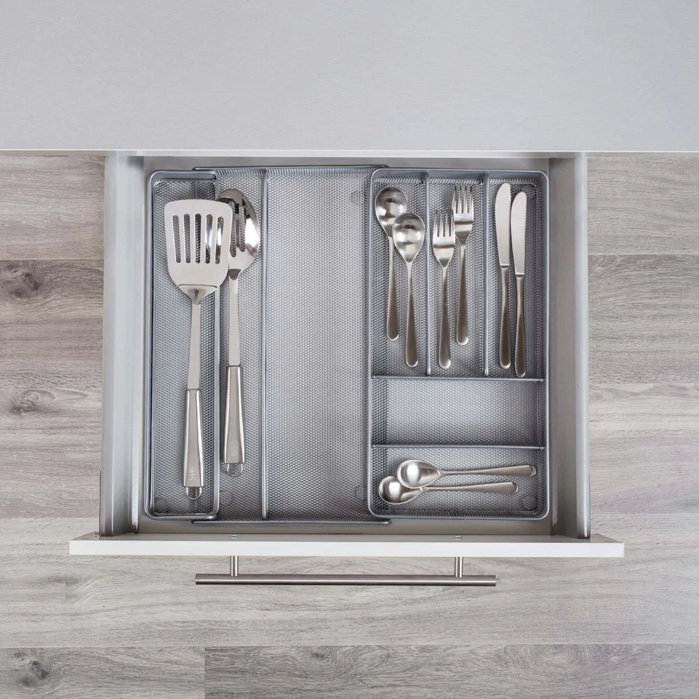 KSP Mesh Expandable Cutlery Tray (Silver) 28/47 x 40.5 x 5 cm