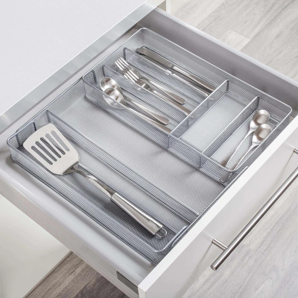 KSP Mesh Expandable Cutlery Tray (Silver) 28/47 x 40.5 x 5 cm