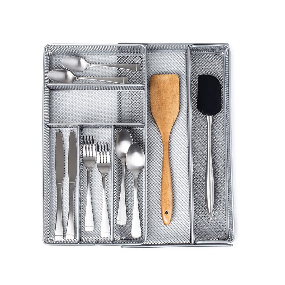 KSP Mesh Expandable Cutlery Tray (Silver) 28/47 x 40.5 x 5 cm