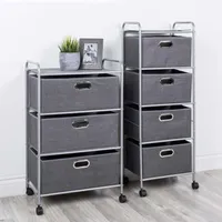 KSP Rollstor '4-Drawer' Fabric Storage Cart (Dark Grey) 41.5x31x113 cm