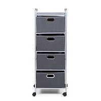 KSP Rollstor '4-Drawer' Fabric Storage Cart (Dark Grey) 41.5x31x113 cm