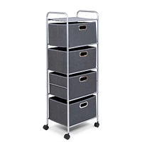 KSP Rollstor '4-Drawer' Fabric Storage Cart (Dark Grey) 41.5x31x113 cm
