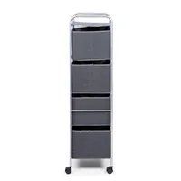 KSP Rollstor '4-Drawer' Fabric Storage Cart (Dark Grey) 41.5x31x113 cm