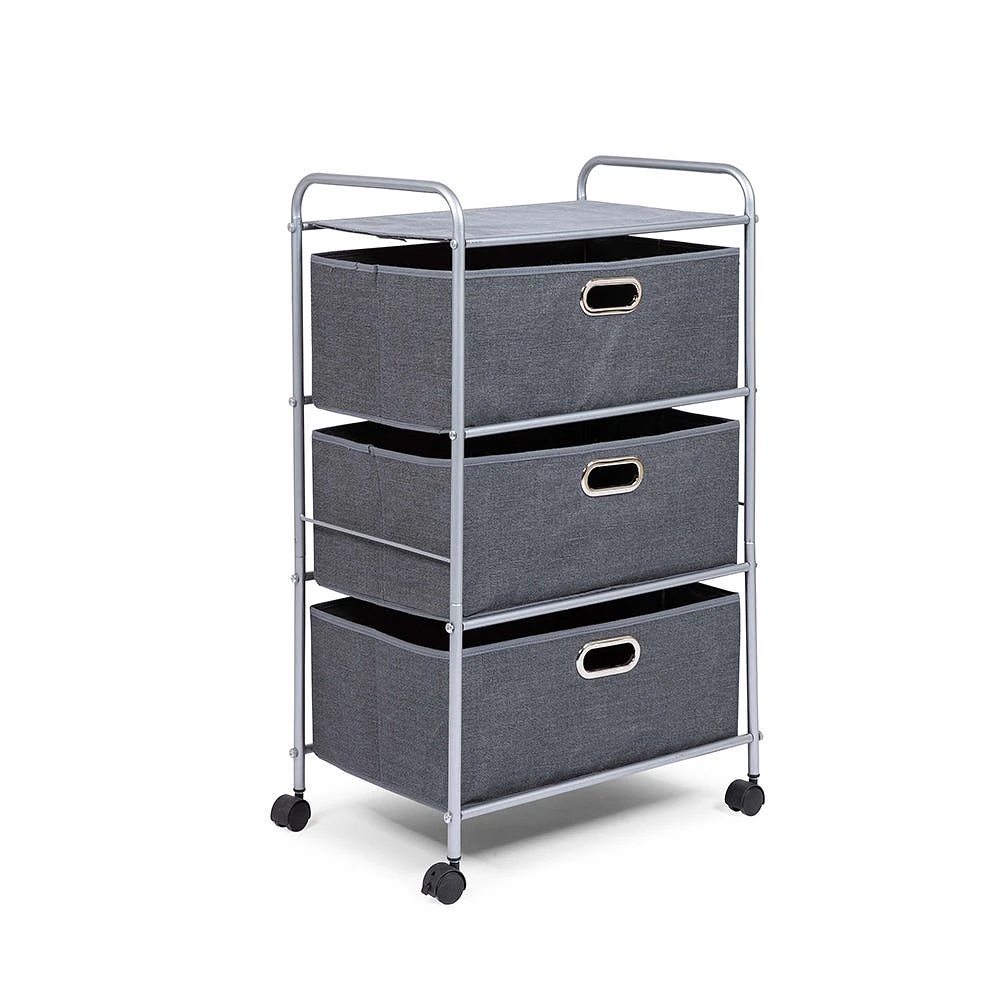 KSP Rollstor '3-Drawer' Fabric Storage Cart (Dark Grey) 55x35.5x89 cm
