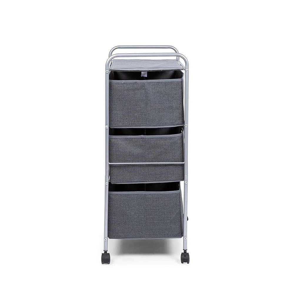 KSP Rollstor '3-Drawer' Fabric Storage Cart (Dark Grey) 55x35.5x89 cm