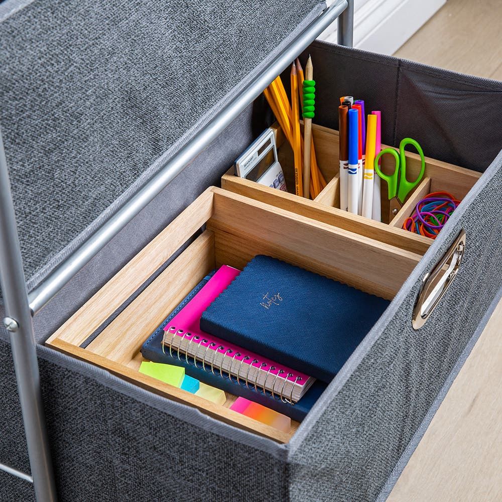KSP Rollstor '3-Drawer' Fabric Storage Cart (Dark Grey) 55x35.5x89 cm
