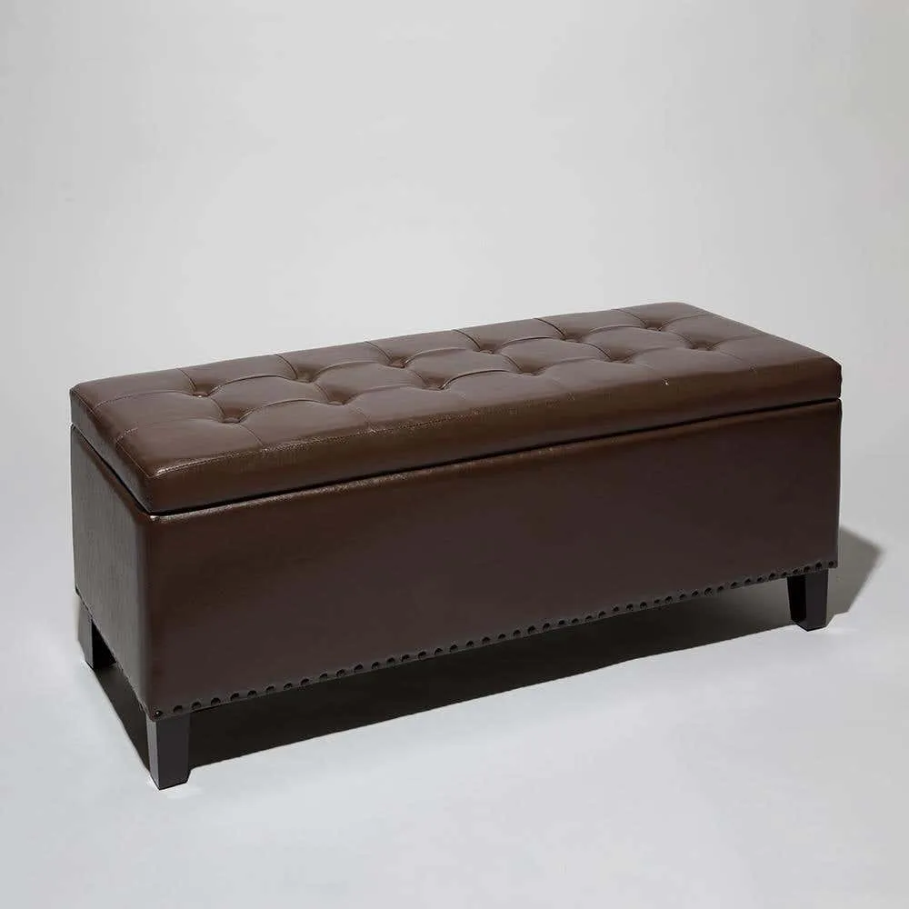 KSP Whitney Leatherette Storage Bench (Brown)