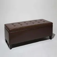 KSP Whitney Leatherette Storage Bench (Brown)