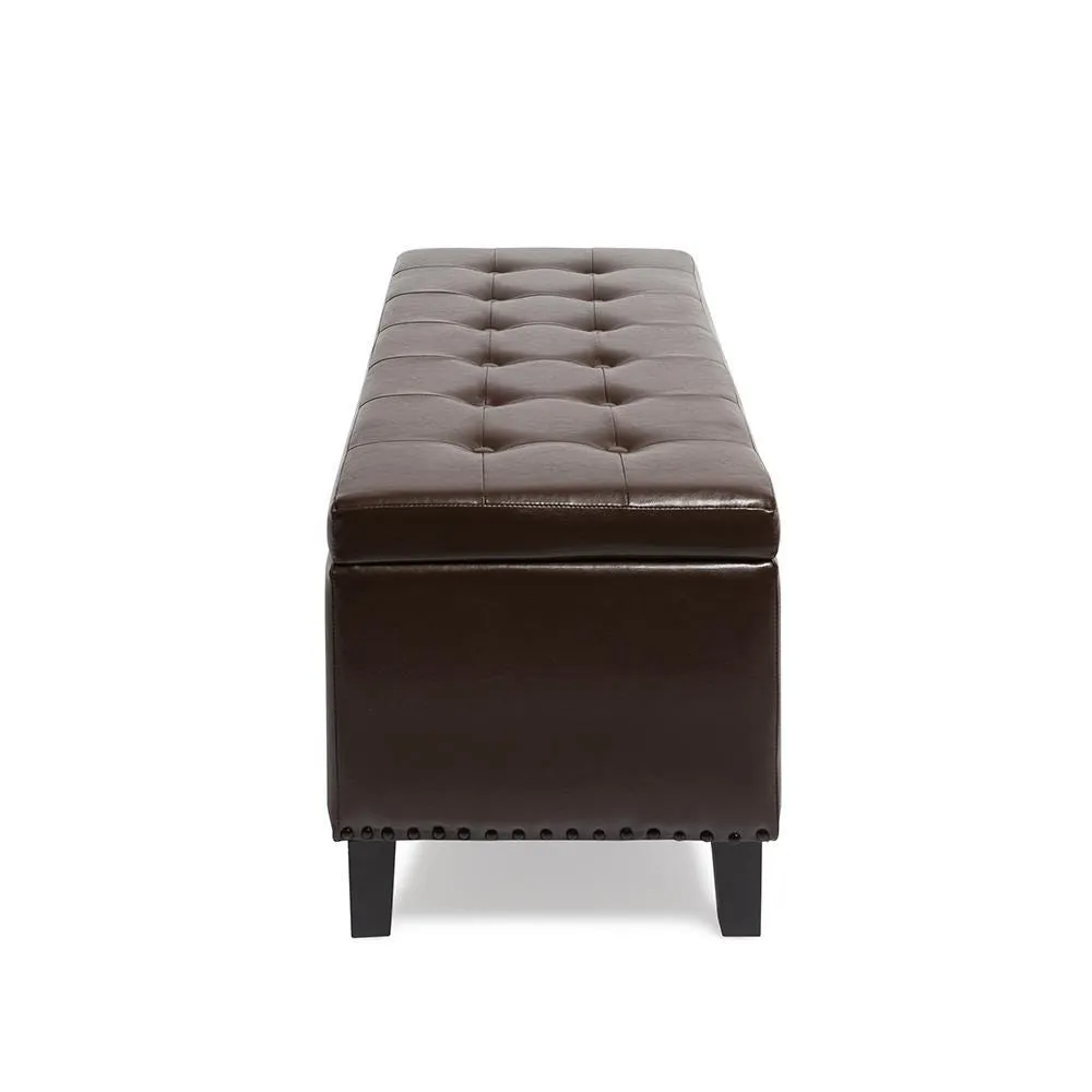 KSP Whitney Leatherette Storage Bench (Brown)