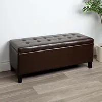 KSP Whitney Leatherette Storage Bench (Brown)