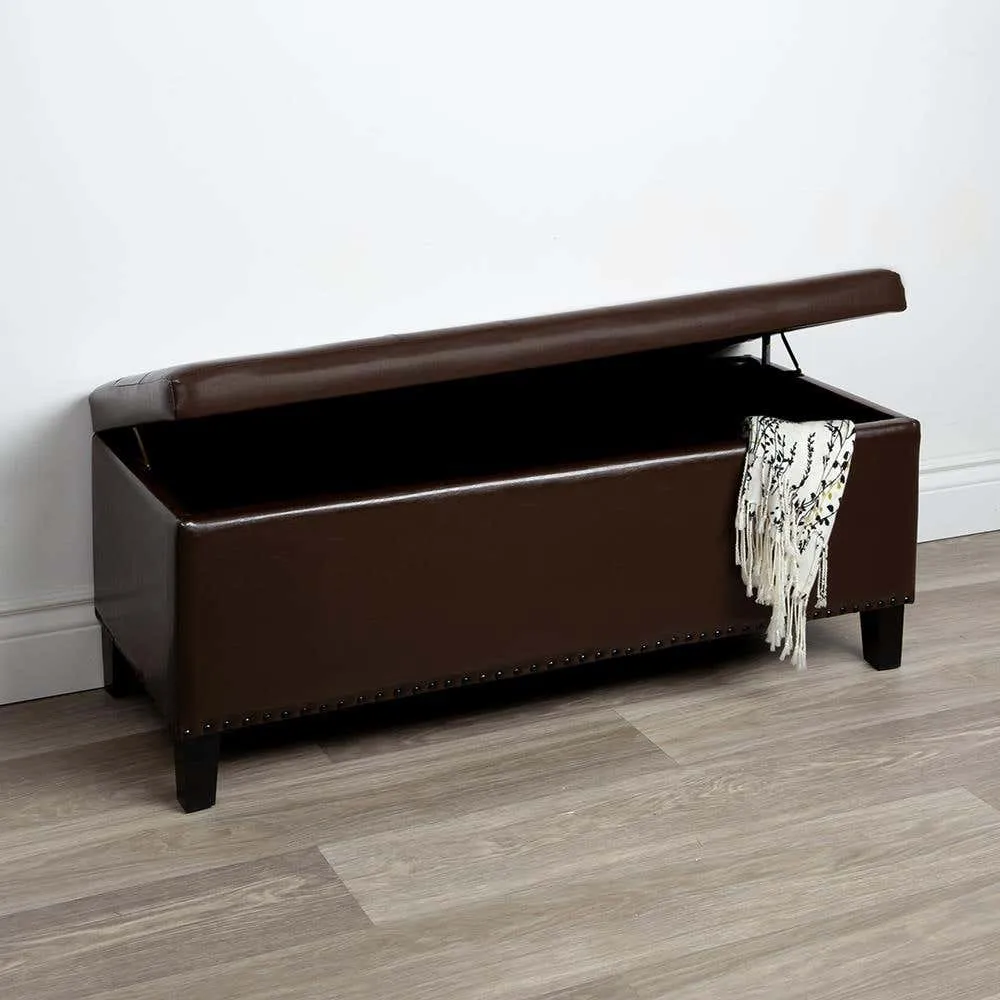 KSP Whitney Leatherette Storage Bench (Brown)