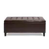 KSP Whitney Leatherette Storage Bench (Brown)