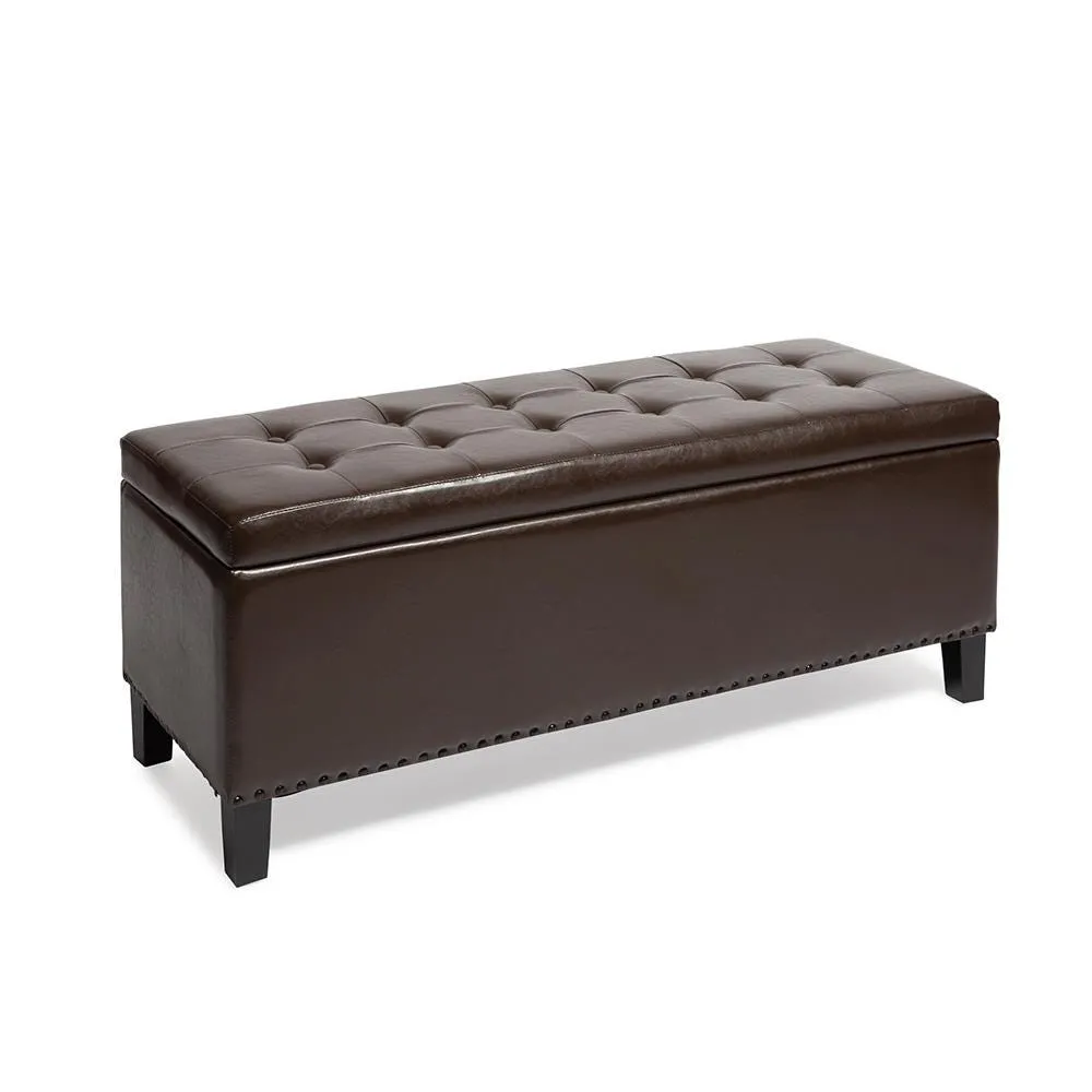 KSP Whitney Leatherette Storage Bench (Brown)