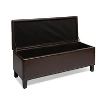 KSP Whitney Leatherette Storage Bench (Brown)