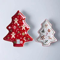 KSP Christmas Tradition 'Christmas Tree' Ceramic Platter - Set of 2