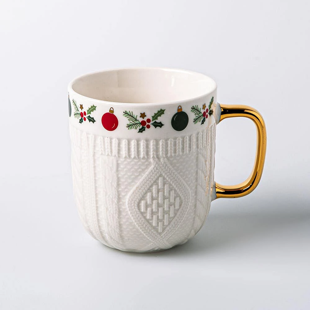 KSP Sweater Knit 'Holly' Ceramic Mug 340ml (Multi Colour)