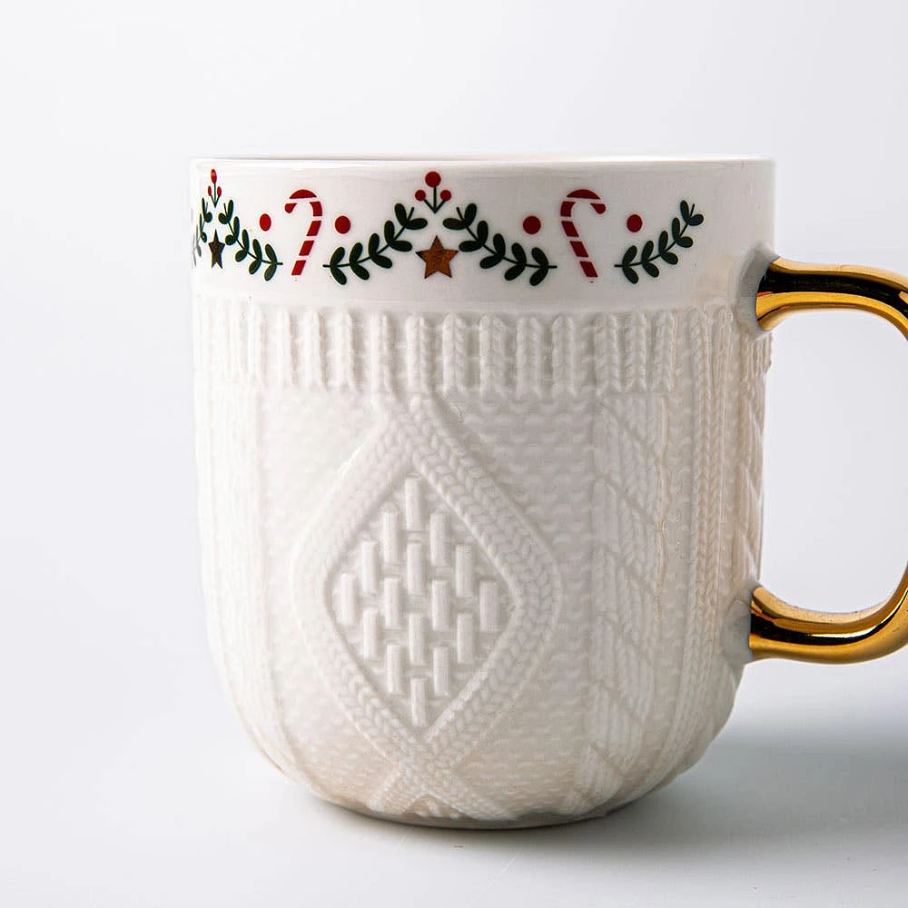 KSP Sweater Knit 'Garland' Ceramic Mug 340ml (Multi Colour)