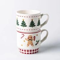 KSP Christmas Tradition 'Gingerbread & Tree' Ceramic Mug - Set of 2