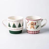 KSP Christmas Tradition 'Gingerbread & Tree' Ceramic Mug - Set of 2