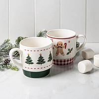 KSP Christmas Tradition 'Gingerbread & Tree' Ceramic Mug - Set of 2