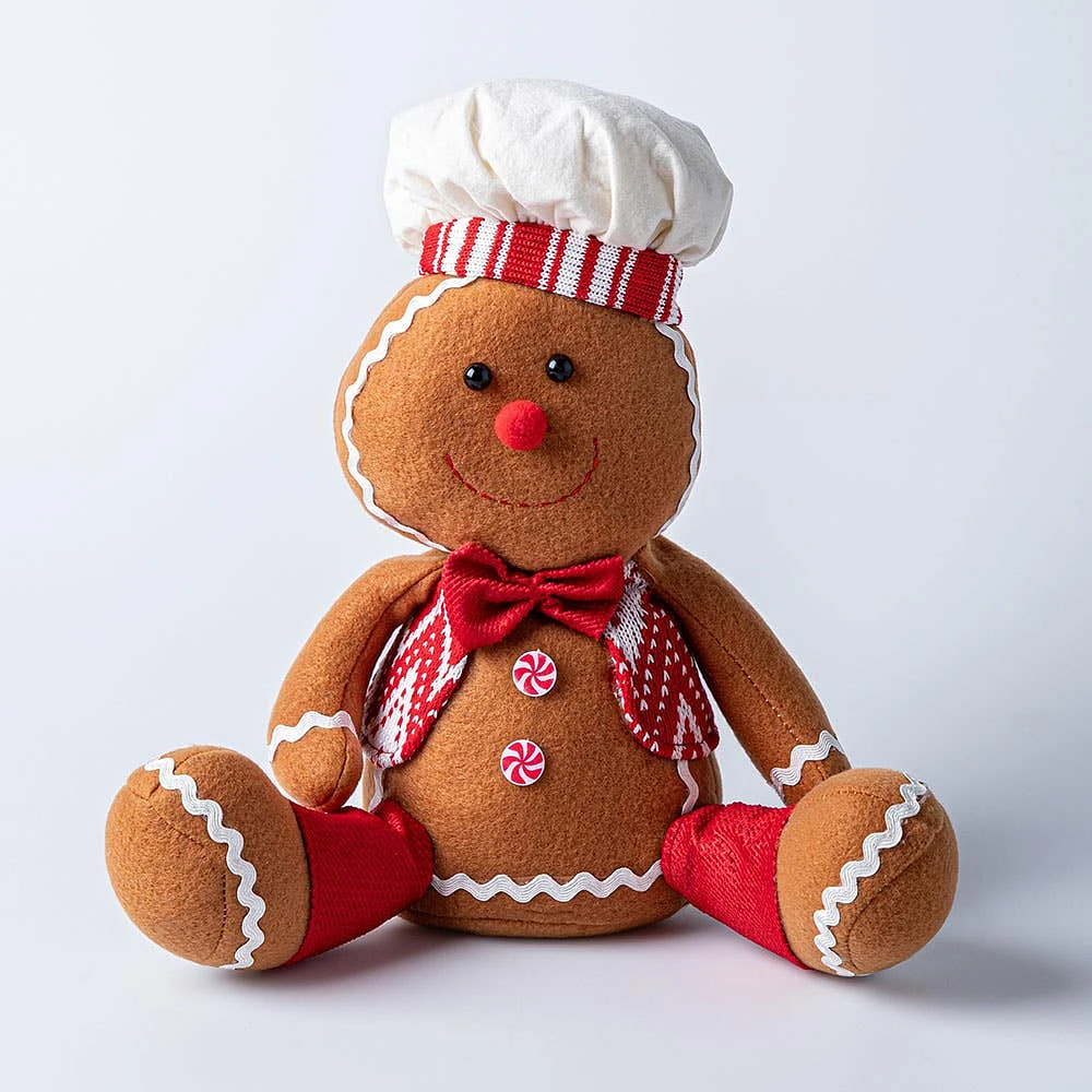 KSP Christmas Gingerbread 'Chef' Seated Fabric Figurine 10"