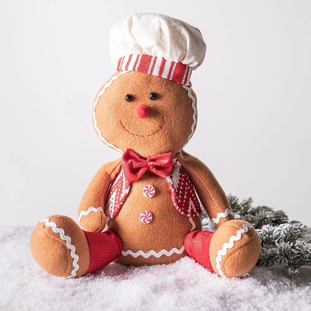 KSP Christmas Gingerbread 'Chef' Seated Fabric Figurine 10"