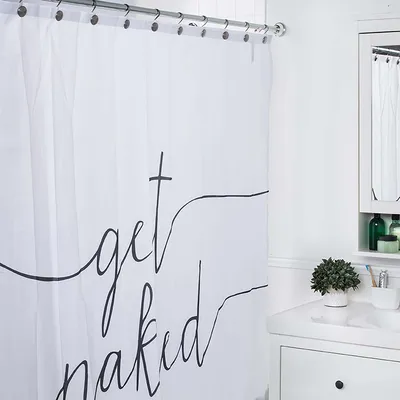 Moda At Home Polyester 'Get Naked' Shower Curtain (Black/White)