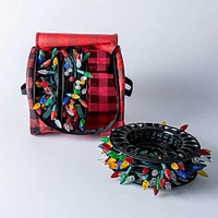 KSP Christmas Soft Storage 'Buffalo Check' Fabric Lights Bag