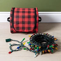 KSP Christmas Soft Storage 'Buffalo Check' Fabric Lights Bag