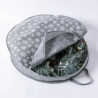 KSP Christmas Soft Storage 'Snowflakes' Fabric Wreath Bag