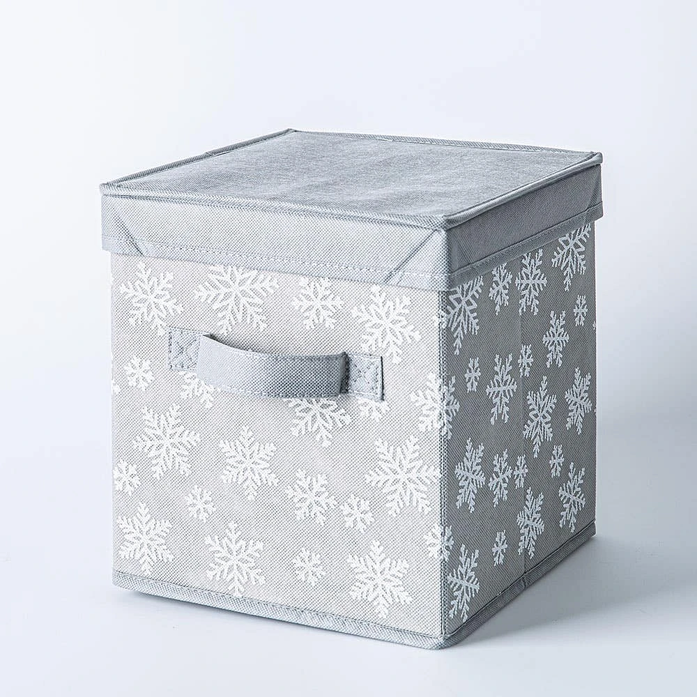 KSP Christmas Soft Storage 'Snowflakes' Fabric Box with Lid